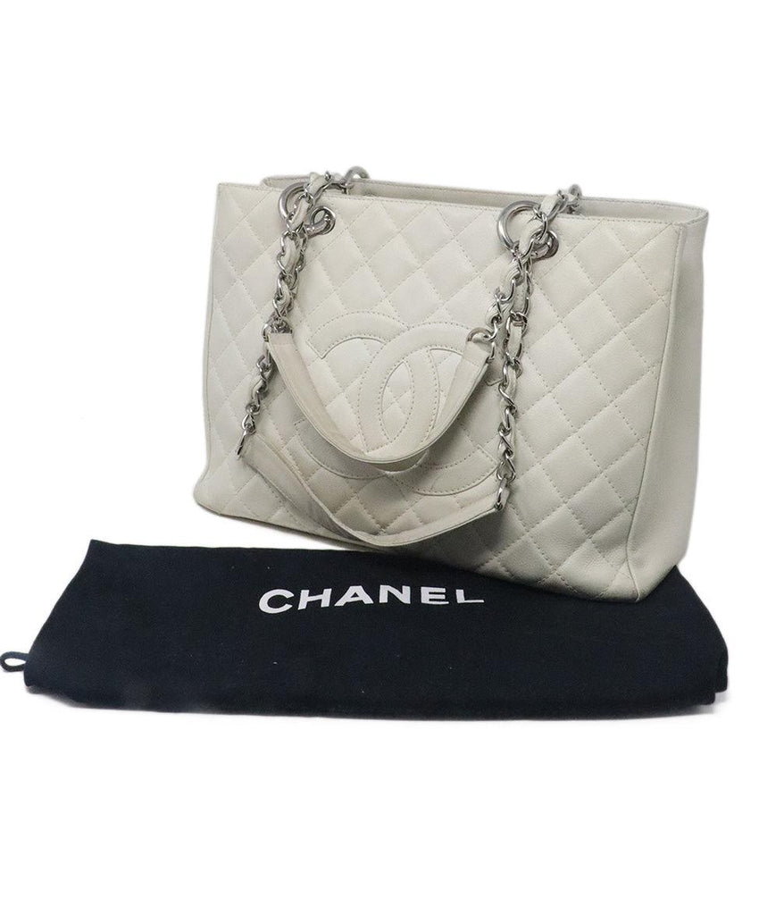 Chanel Ivory Caviar Leather Tote 5