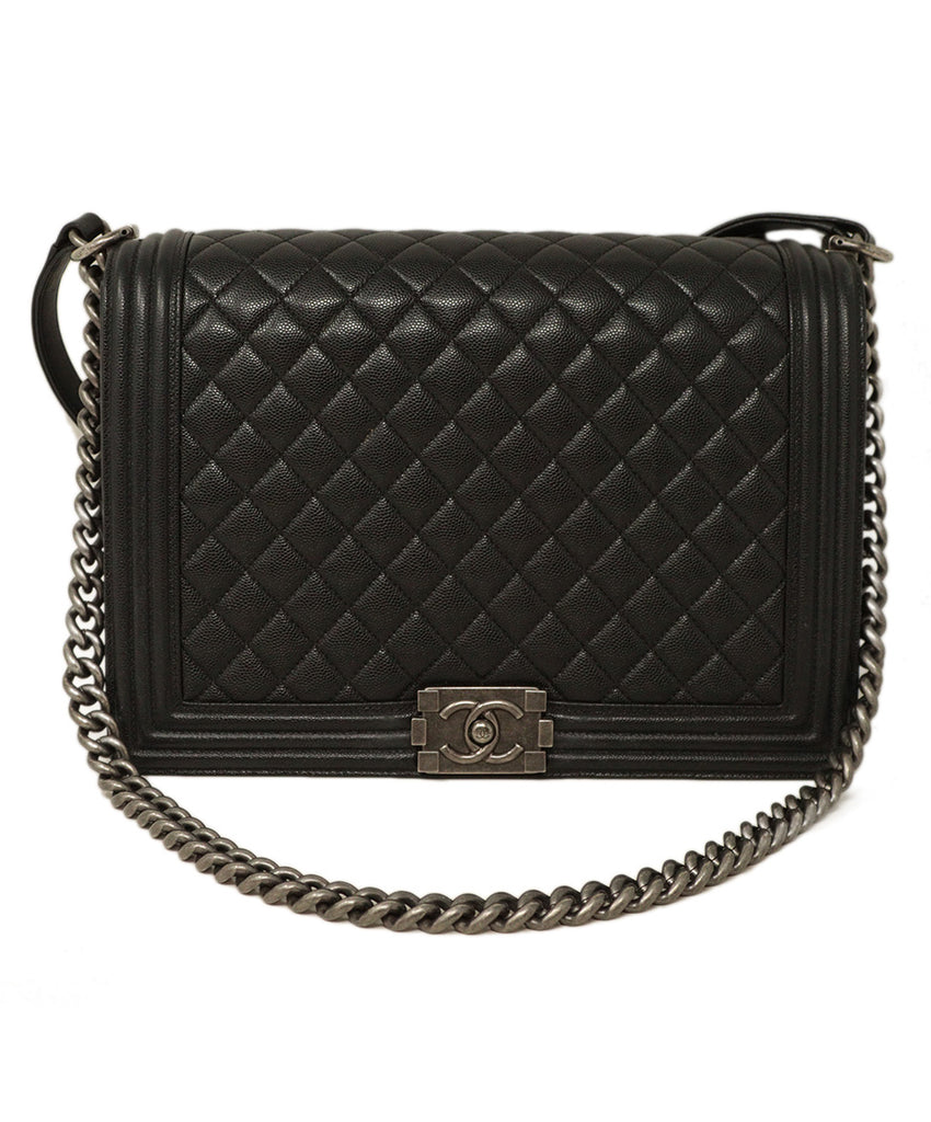 Chanel Black Caviar Leather Large Boy Bag 