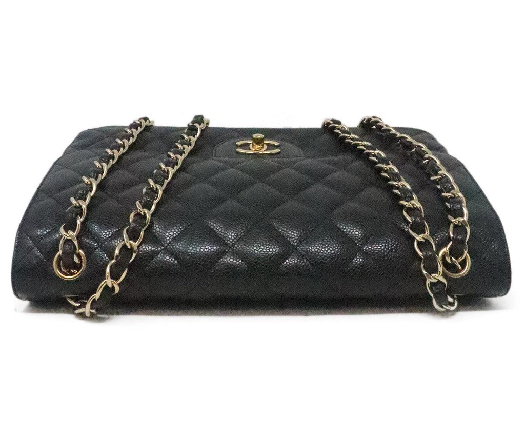 Chanel Black Caviar Leather Large Classic Flap Bag 4