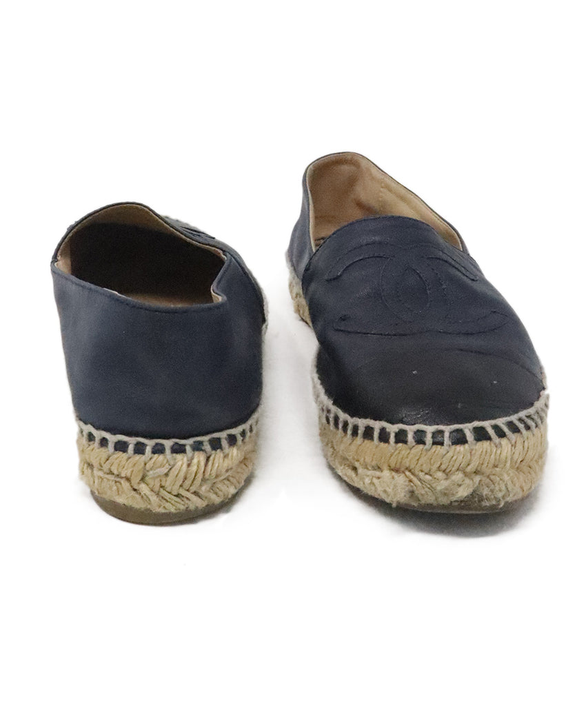 Chanel Navy & Black Leather Espadrilles 2