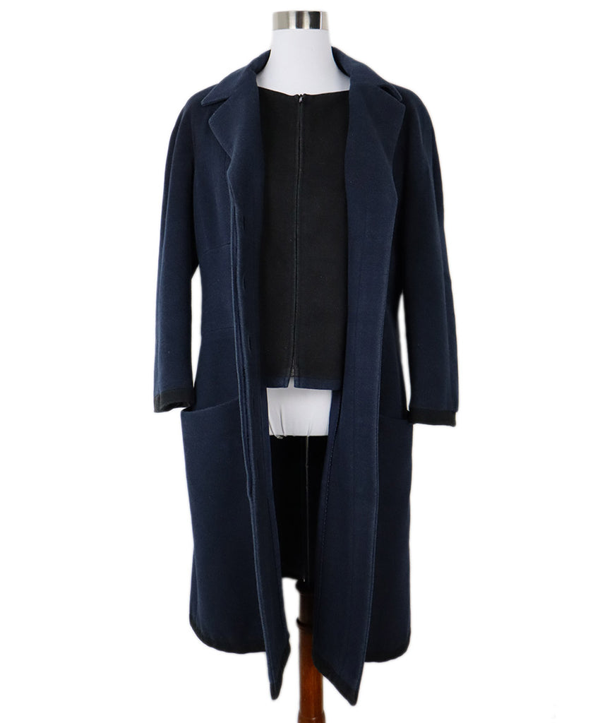 Chanel Navy & Black Wool Long Coat 1