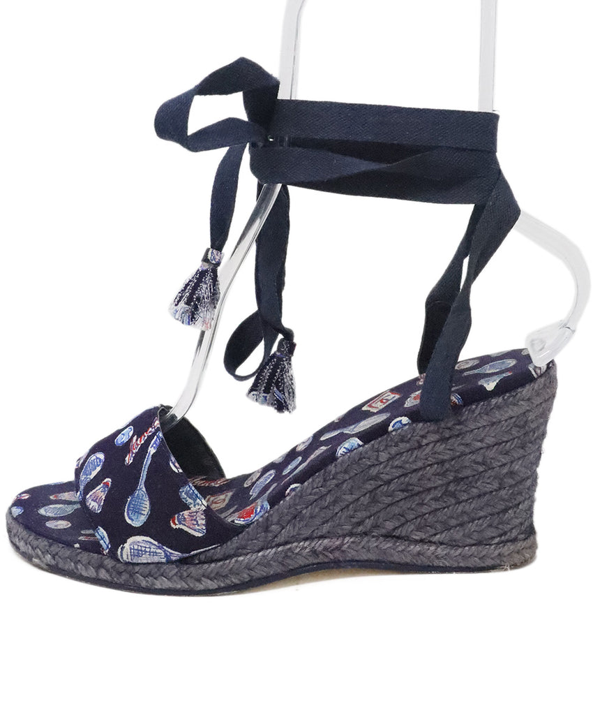 Chanel Navy Print Canvas Espadrilles 1