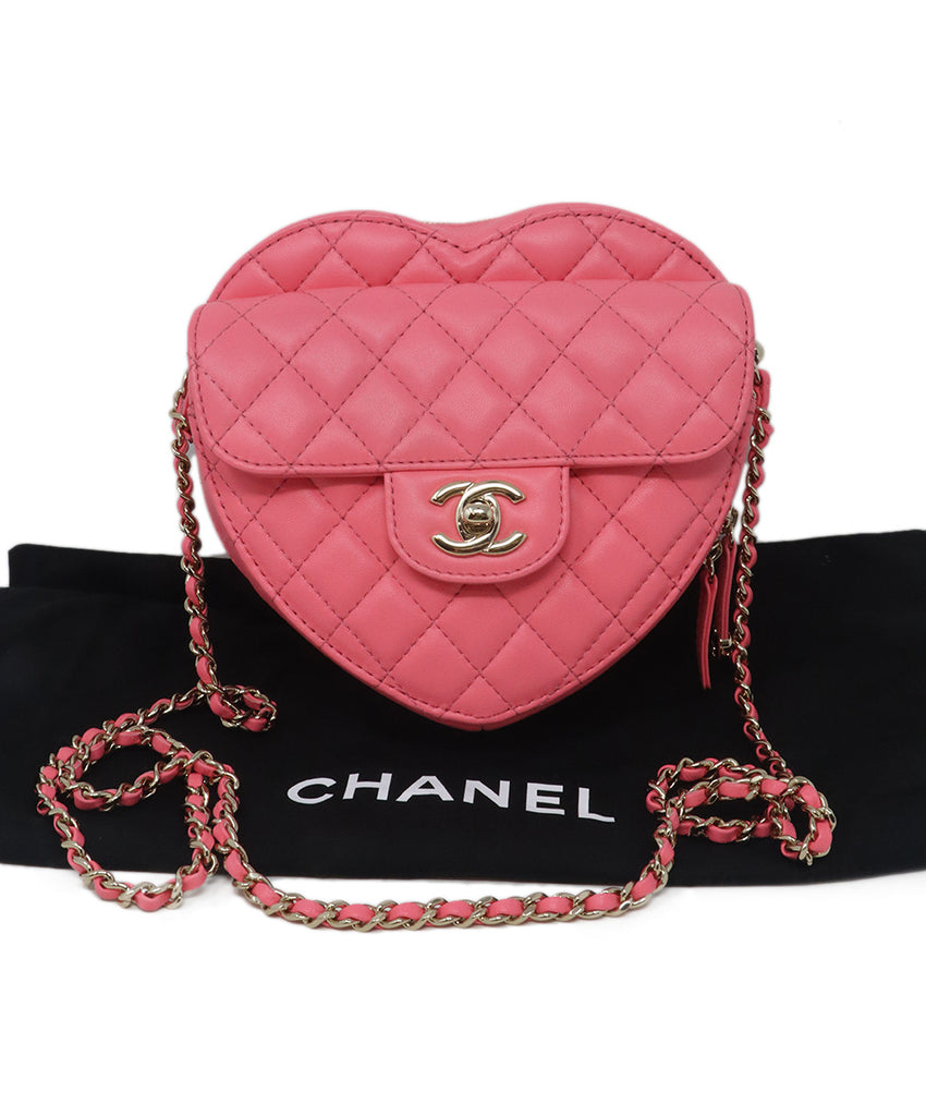 Chanel Pink Quilted Leather Heart Crossbody 5