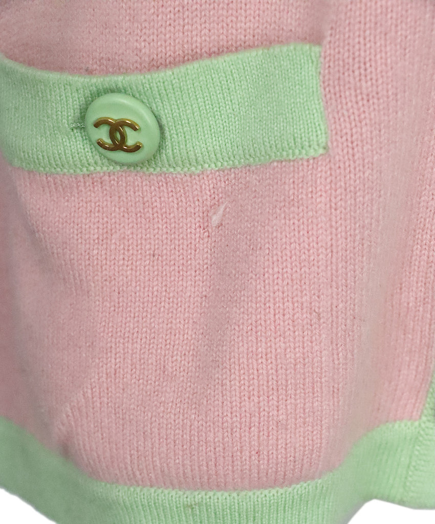 Chanel Vintage Pink & Mint Cashmere Cardigan 6