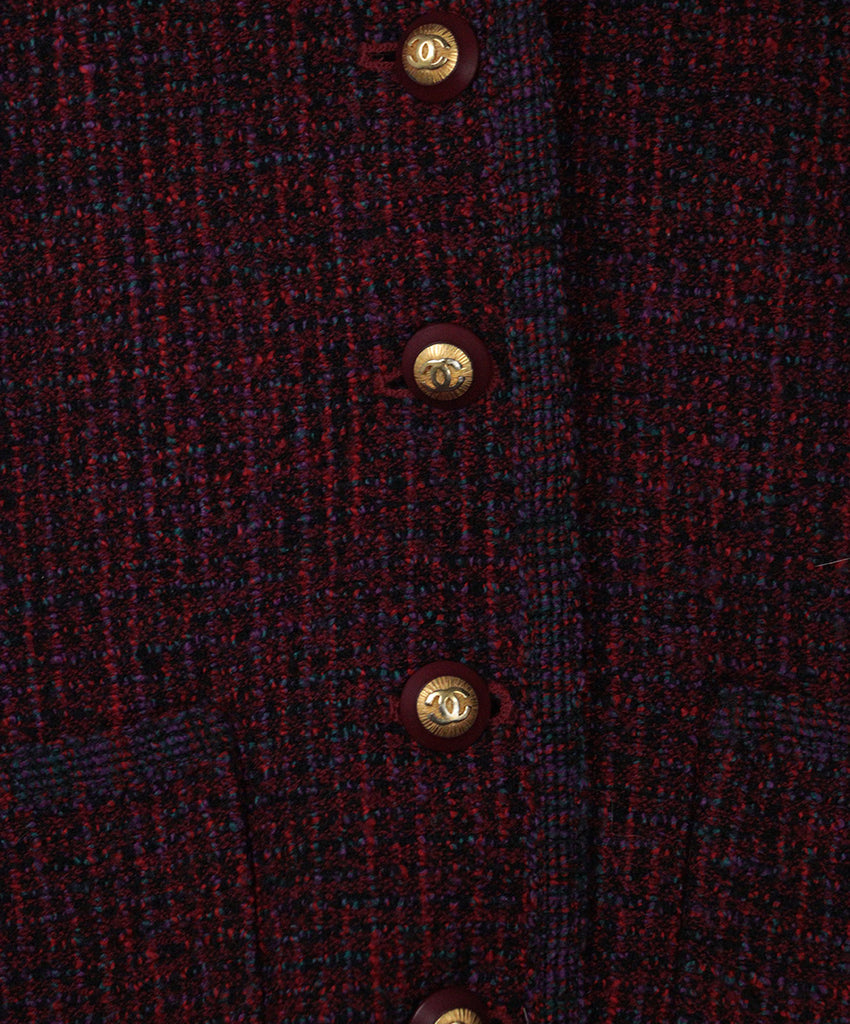 Chanel Vintage Red & Purple Tweed Coat 4