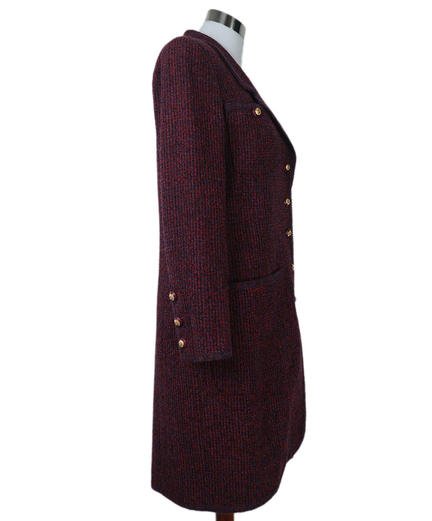 Chanel Vintage Red & Purple Tweed Coat 1