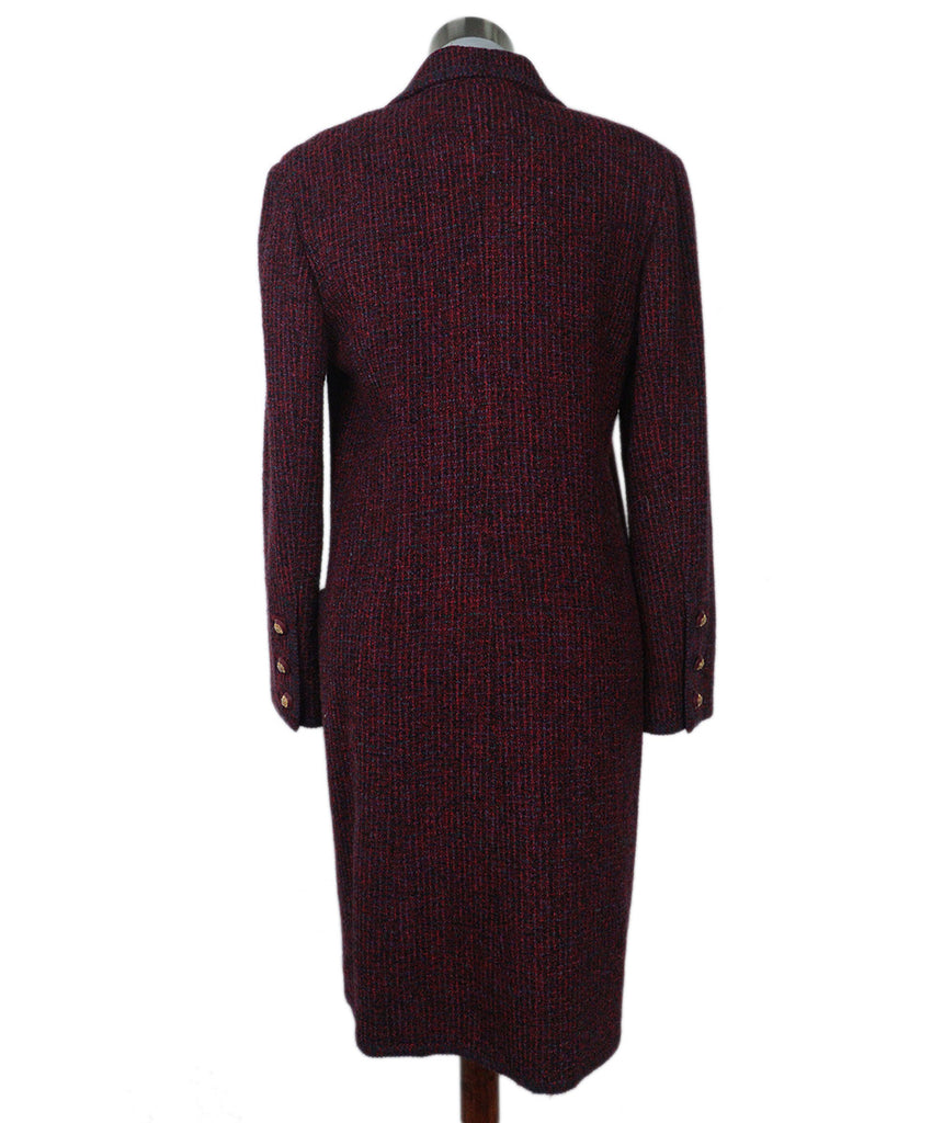 Chanel Vintage Red & Purple Tweed Coat 2