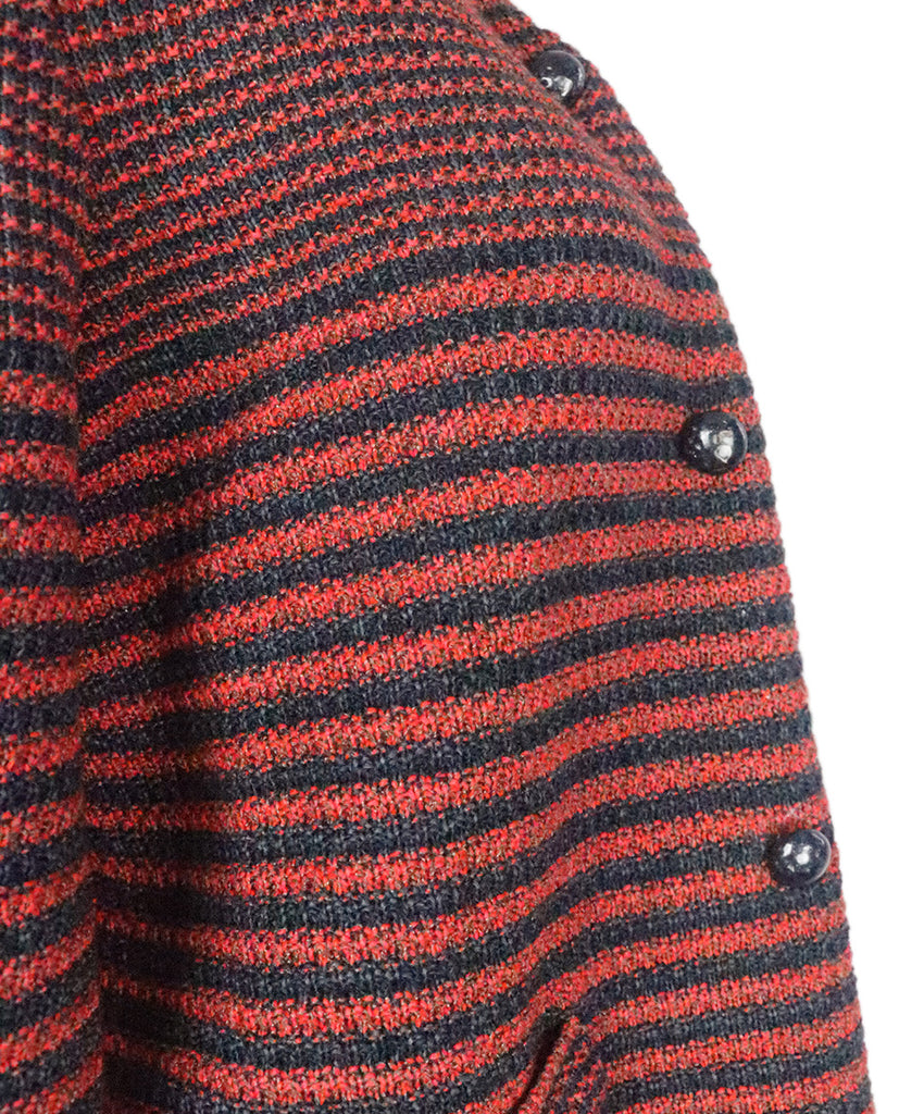 Chanel Red & Navy Striped Cardigan 5