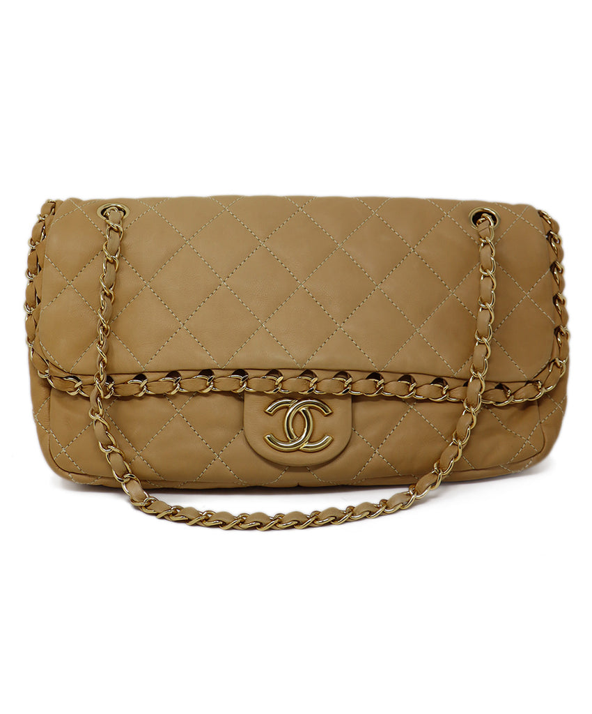 Chanel Tan Leather Chain Shoulder bag 