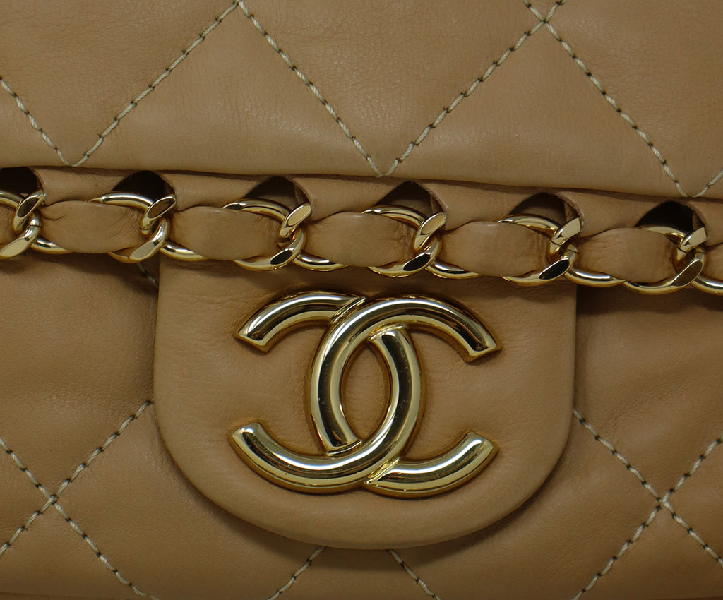 Chanel Tan Leather Chain Shoulder bag 12