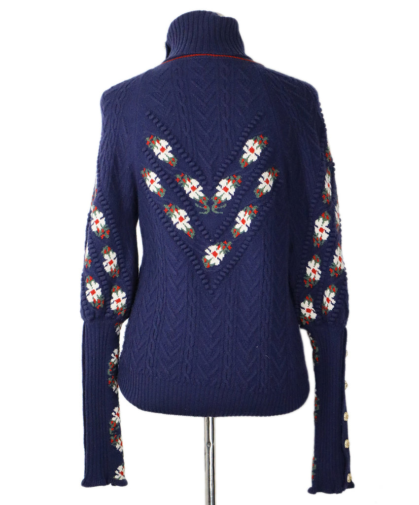 Chanel Blue & Red Print Cashmere Turtleneck 2