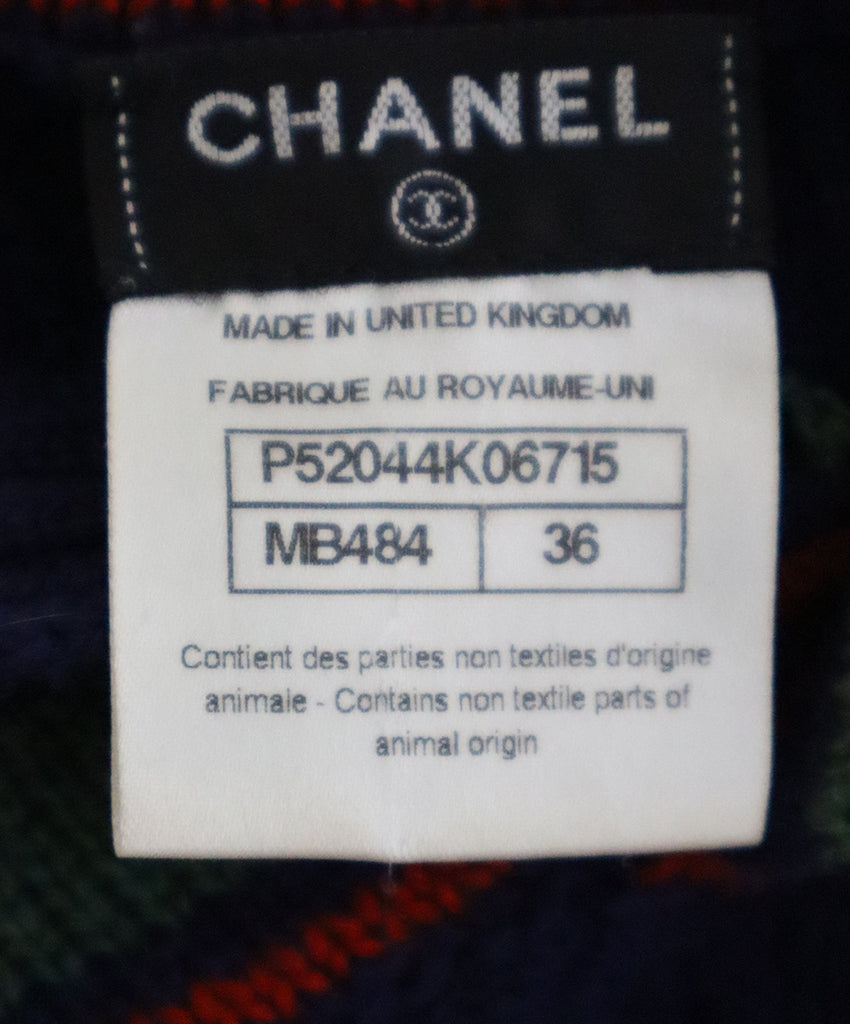 Chanel Blue & Red Print Cashmere Turtleneck 3