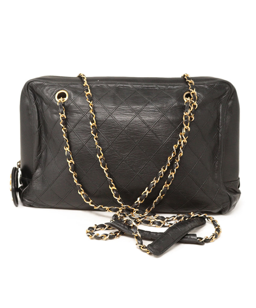 Chanel Black Leather Quilted Handbag 