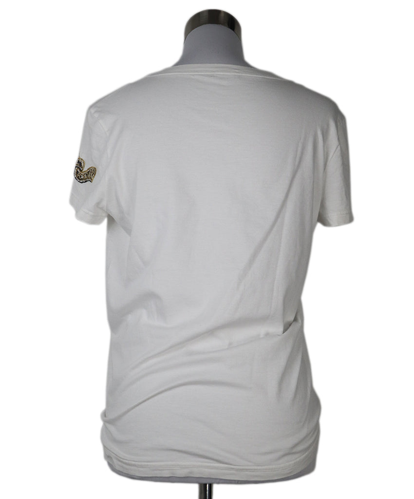 Chanel White Cotton Beaded Patch T-Shirt 2