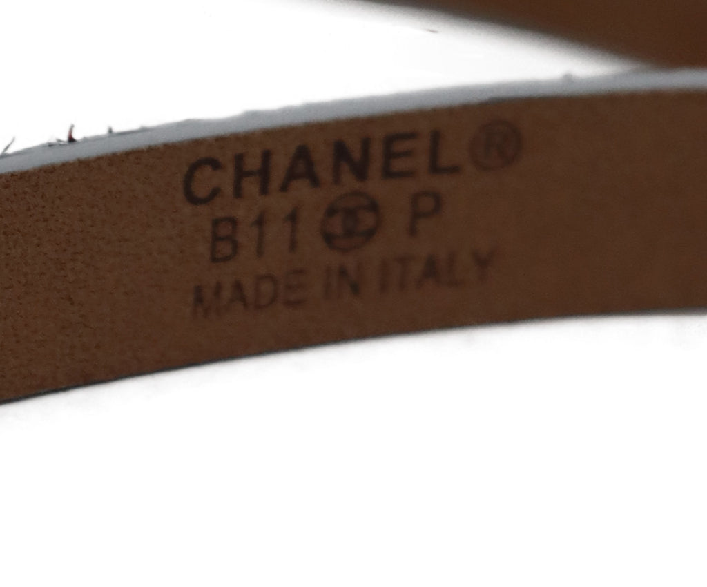 Chanel Metallic Silver Glitter Leather Belt 4