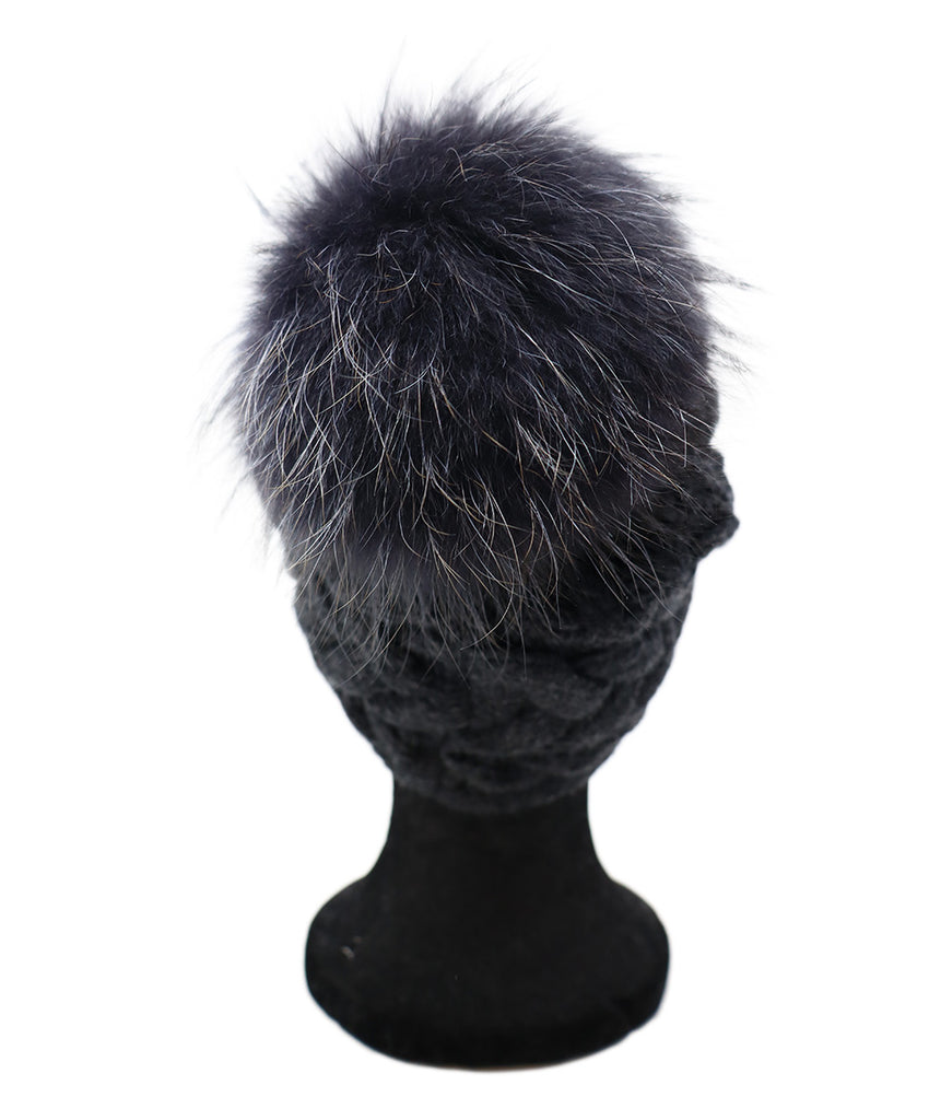 Charcoal Grey Cashmere Pom-Pom Hat 2