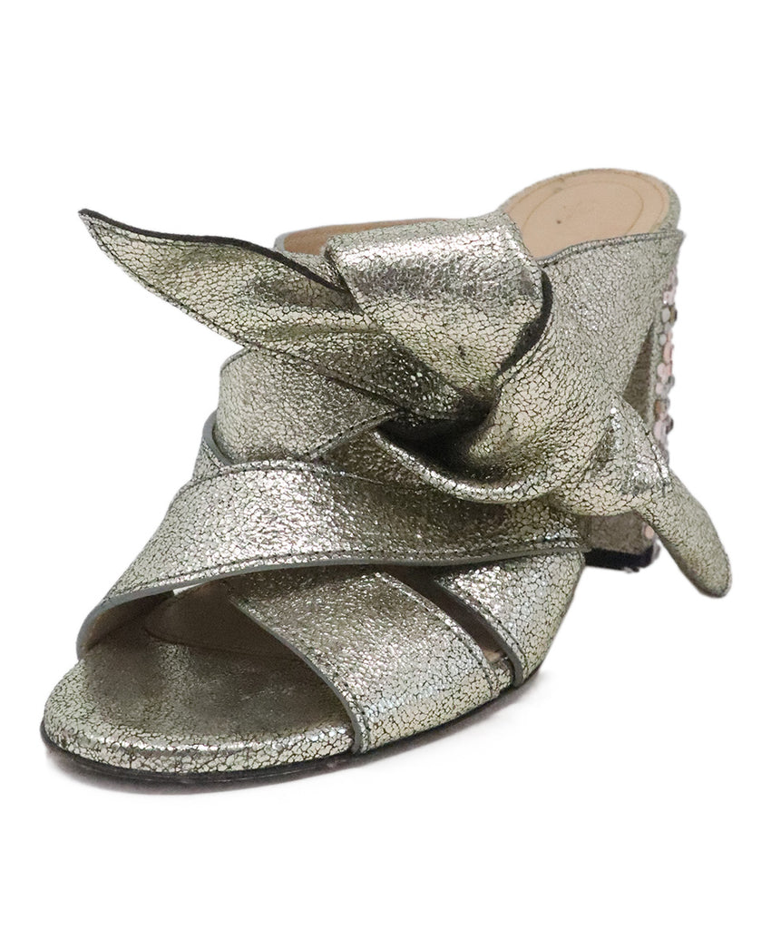 Chloe Silver Rhinestone Heeled Slides 