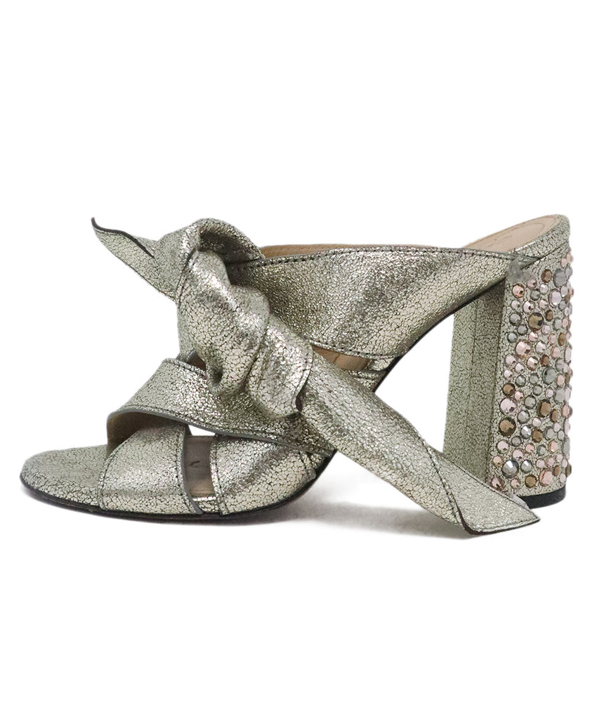 Chloe Silver Rhinestone Heeled Slides 1