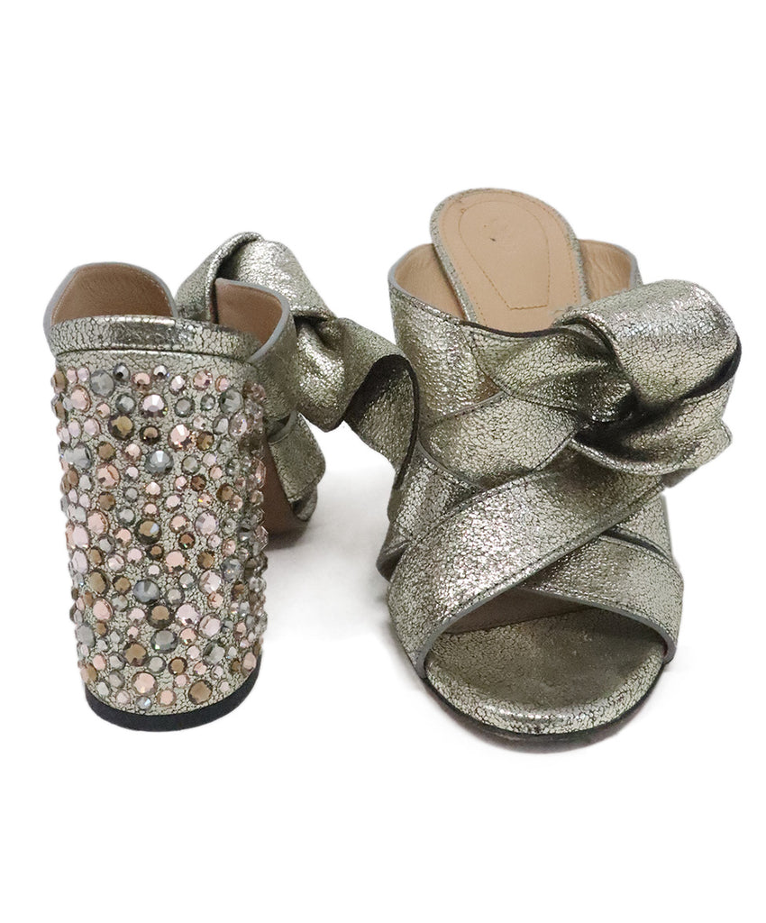 Chloe Silver Rhinestone Heeled Slides 2