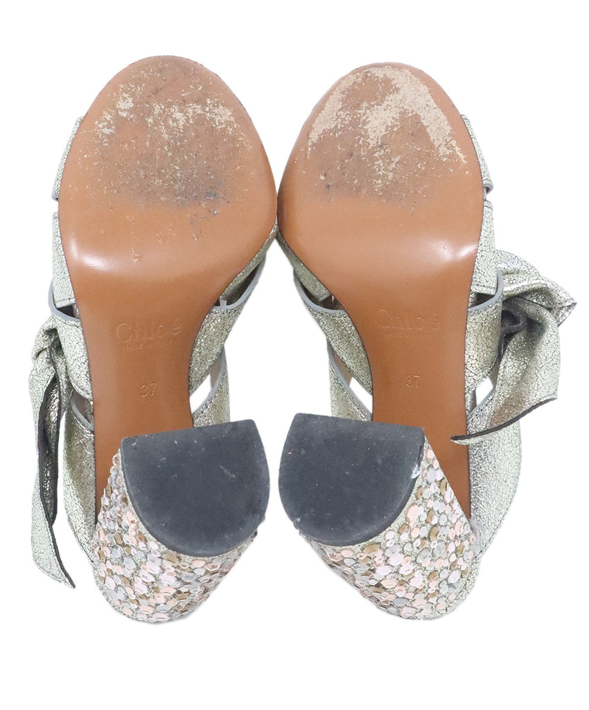 Chloe Silver Rhinestone Heeled Slides 4