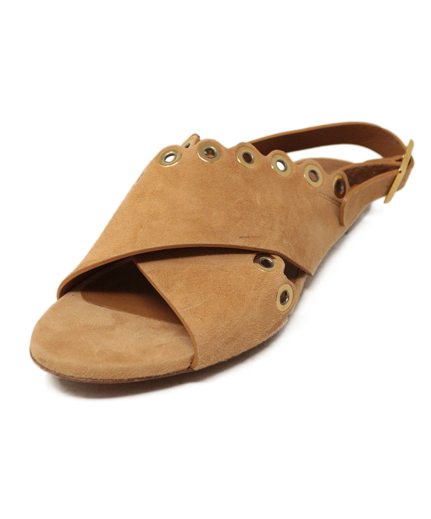 Chloe Tan Suede Grommet Sandals 