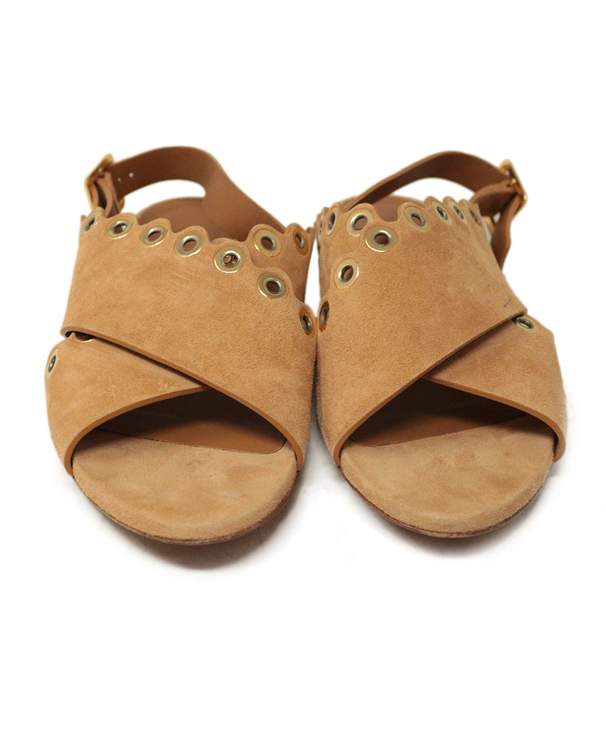 Chloe Tan Suede Grommet Sandals 3