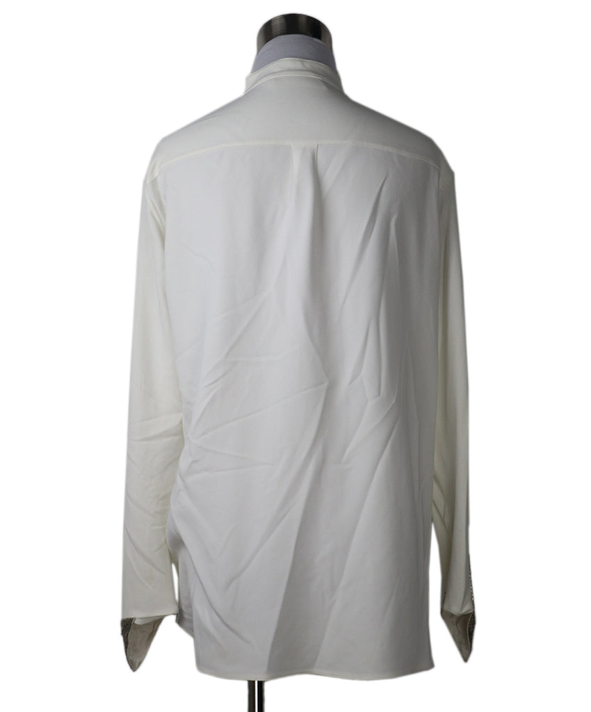 Chloe White Viscose Rhinestone Blouse 2