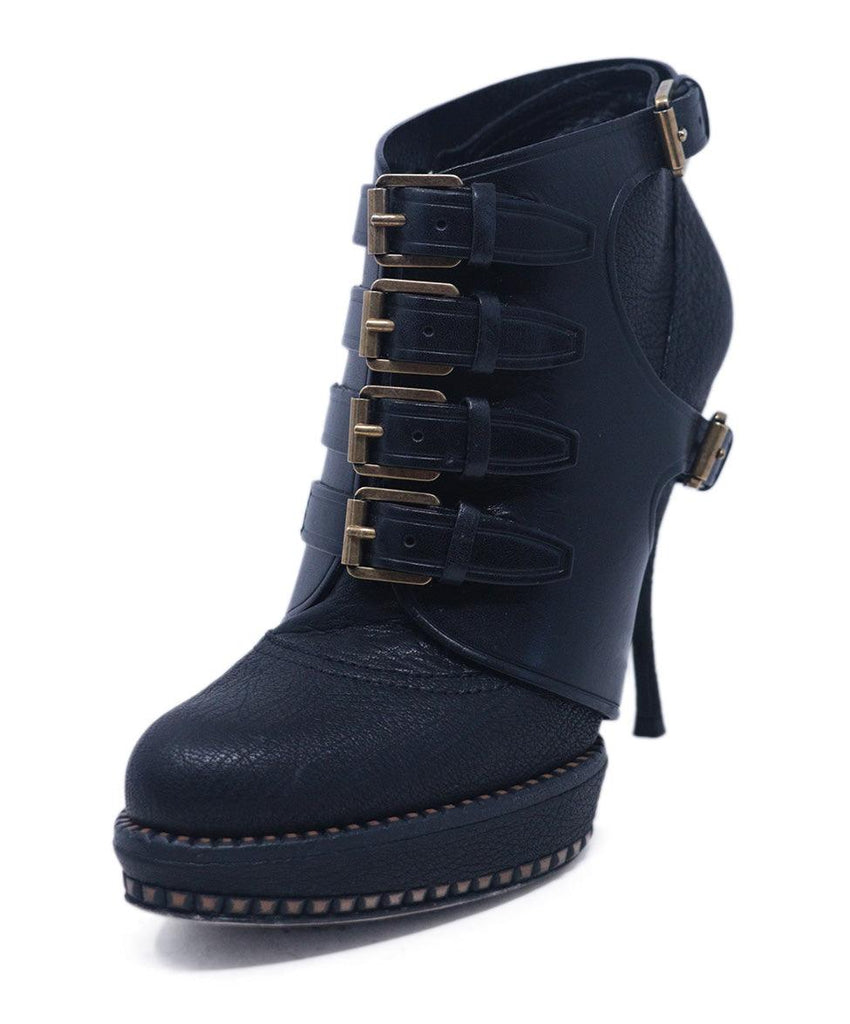 Christian Dior Black Leather Buckle Booties 