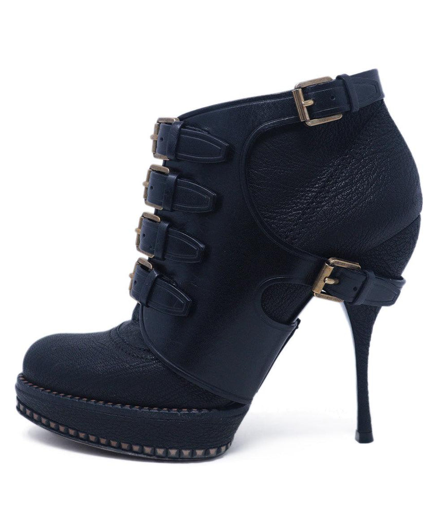 Christian Dior Black Leather Buckle Booties 1