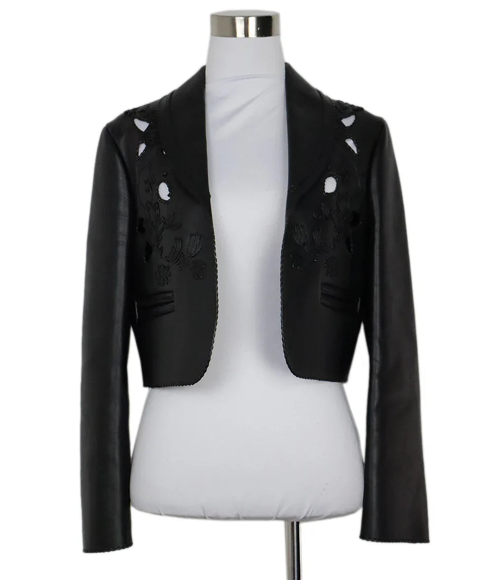 Christian Dior Black Cutwork Leather Jacket sz 0 l Michael's