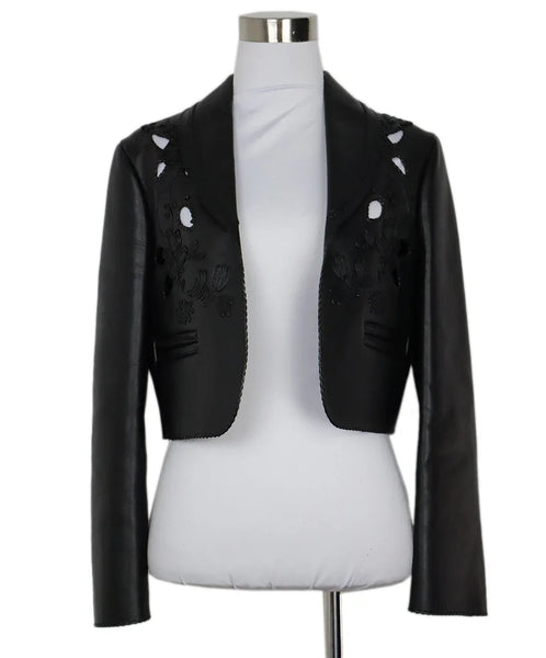 Christian Dior Black Cutwork Leather Jacket sz 0 l Michael's