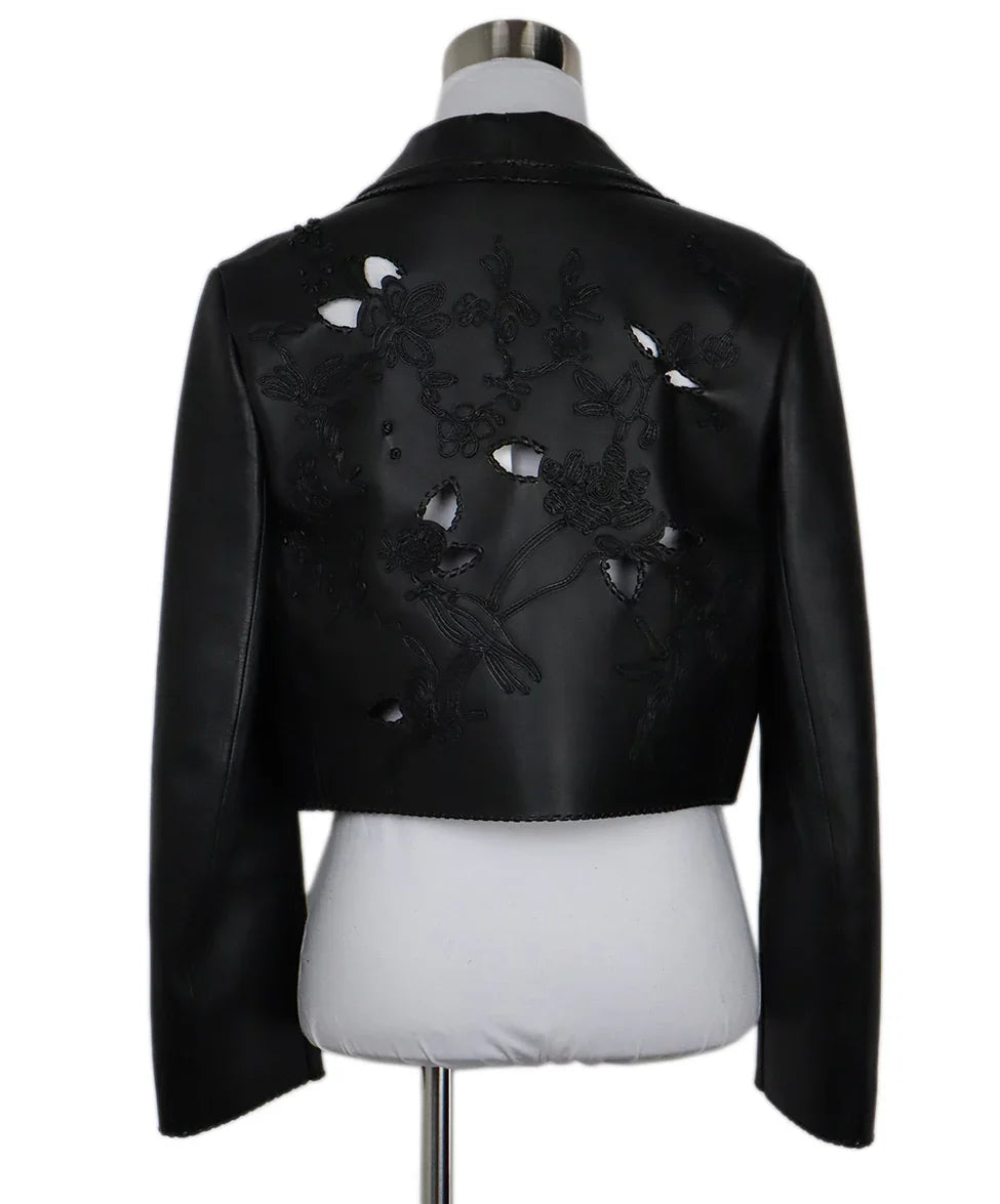 Christian Dior Black Cutwork Leather Jacket sz 0 l Michael's
