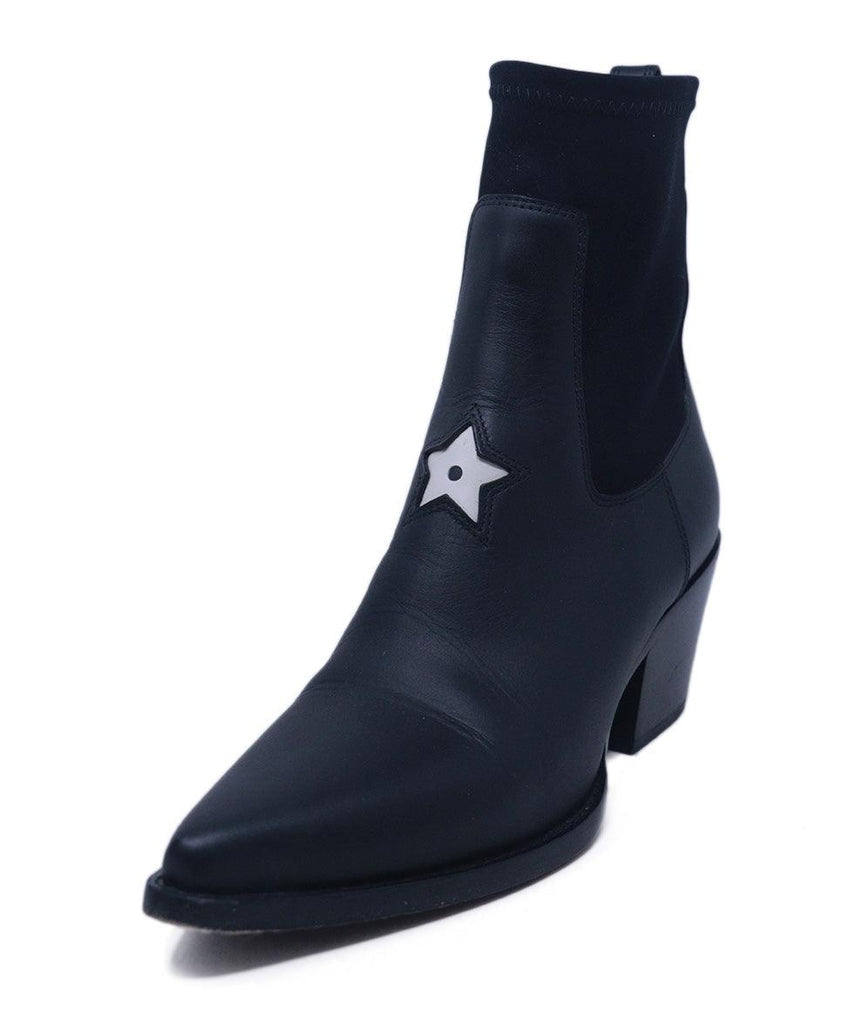 Christian Dior Black Leather Star Booties 