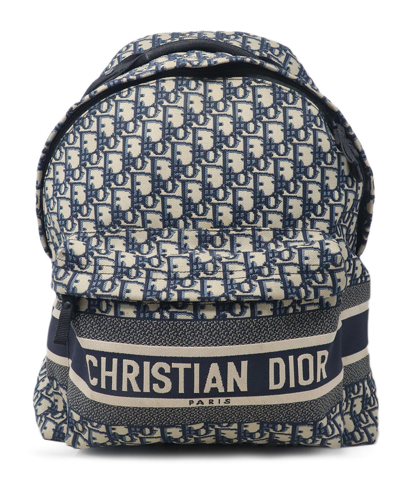 Christian Dior Navy & Beige Monogram Backpack 