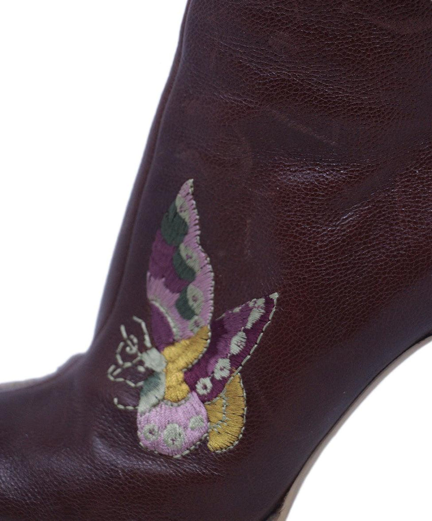 Christian Dior Brown Leather Embroidered Boots 5