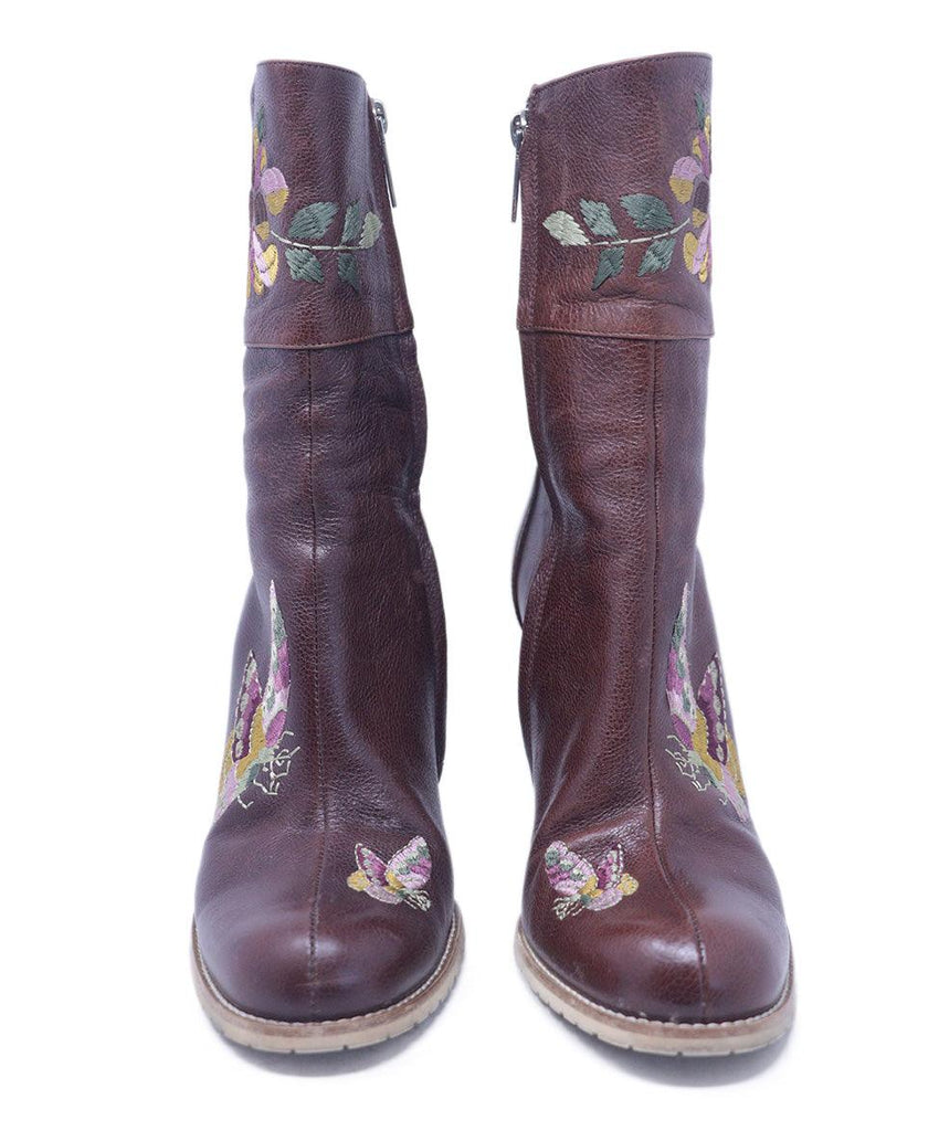 Christian Dior Brown Leather Embroidered Boots 3