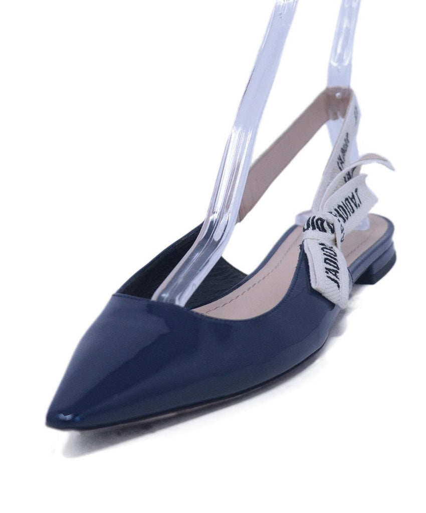 Christian Dior Navy Patent Leather Slingbacks 