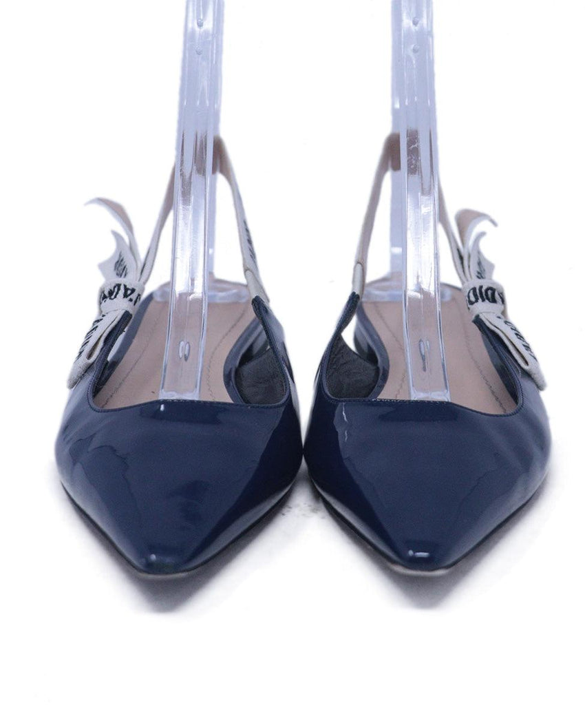 Christian Dior Navy Patent Leather Slingbacks 3