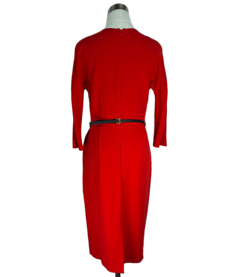 christian dior red dress Christian Dior Red Silk Dress W/Black Leather Belt sz 10 l Michael's Luxury  Consignment – Michael's Consignment NYC