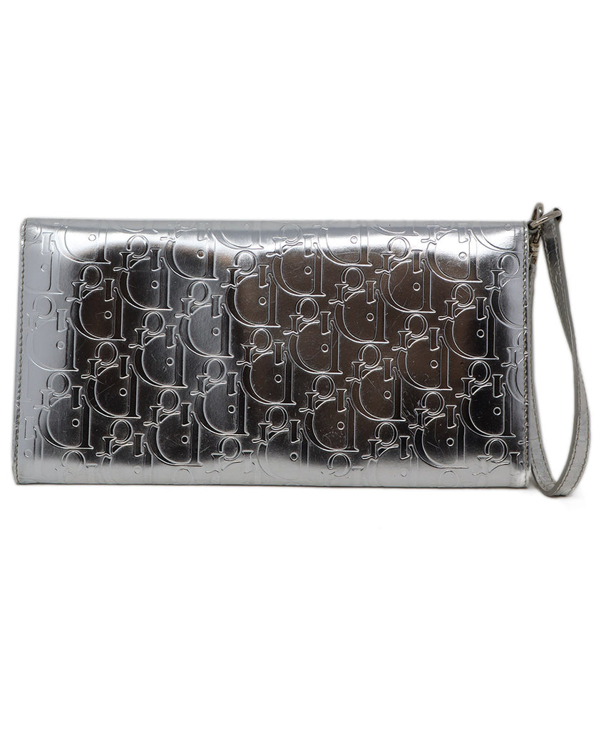 Christian Dior Silver Monogram Leather Wristlet 2