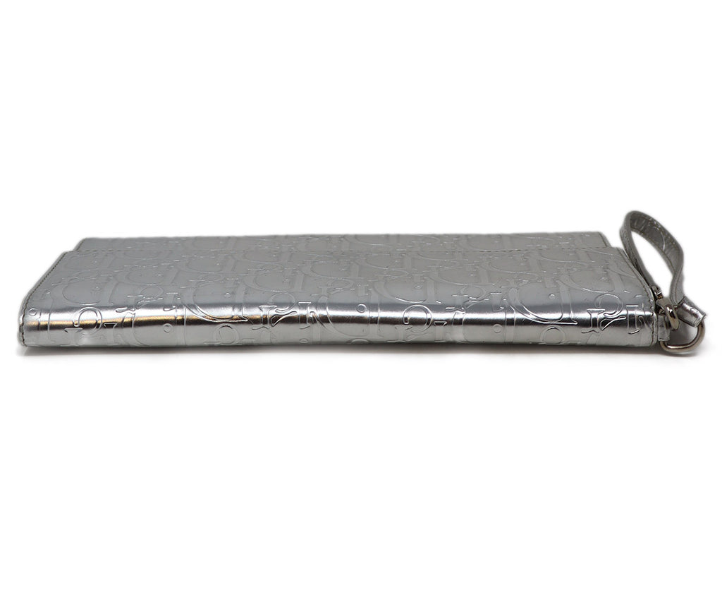 Christian Dior Silver Monogram Leather Wristlet 4