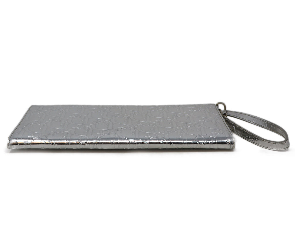 Christian Dior Silver Monogram Leather Wristlet 3