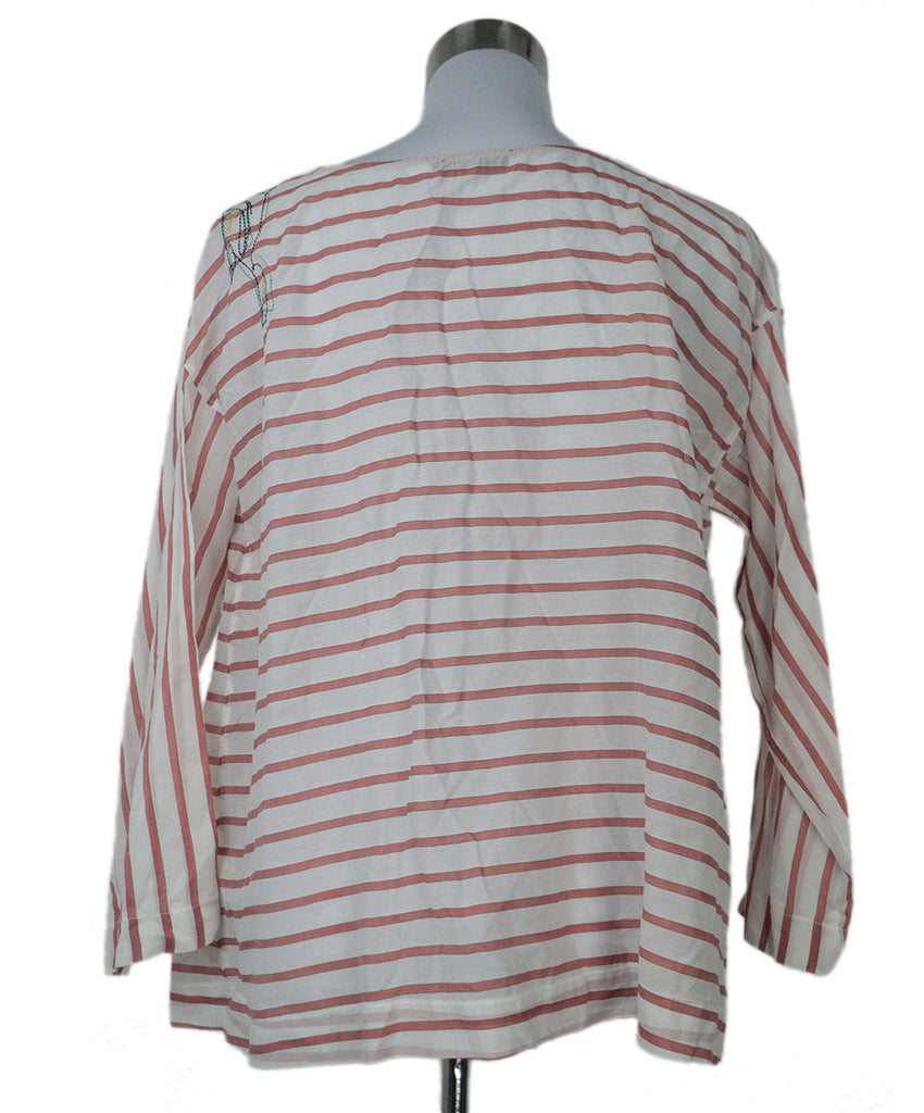 Christian Dior White & Rust Striped Blouse 2