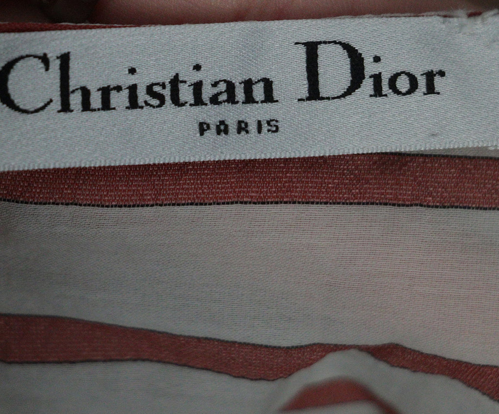 Christian Dior White & Rust Striped Blouse 3