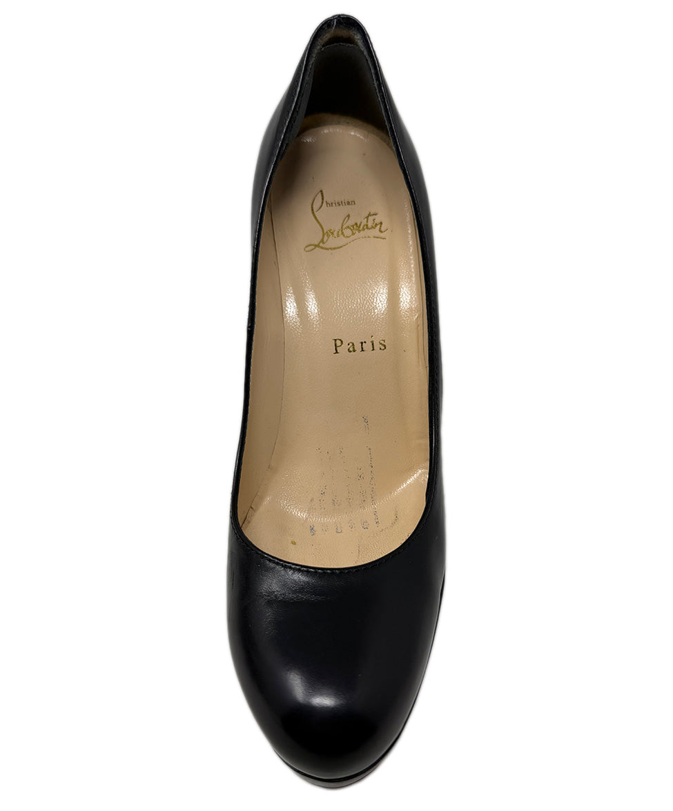 Christian Louboutin ブラックバレエシューズ　サイズ38.5 Christian Louboutin Black Leather Platform Shoes sz 7 l Michael's