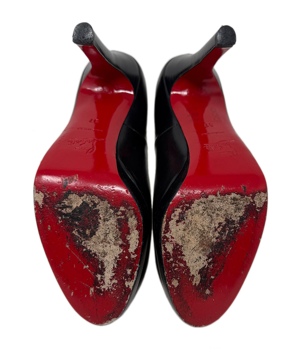 Christian Louboutin Black Leather Platform Shoes sz 7 l Michael's Luxury Consignment – Michael's Consignment NYC