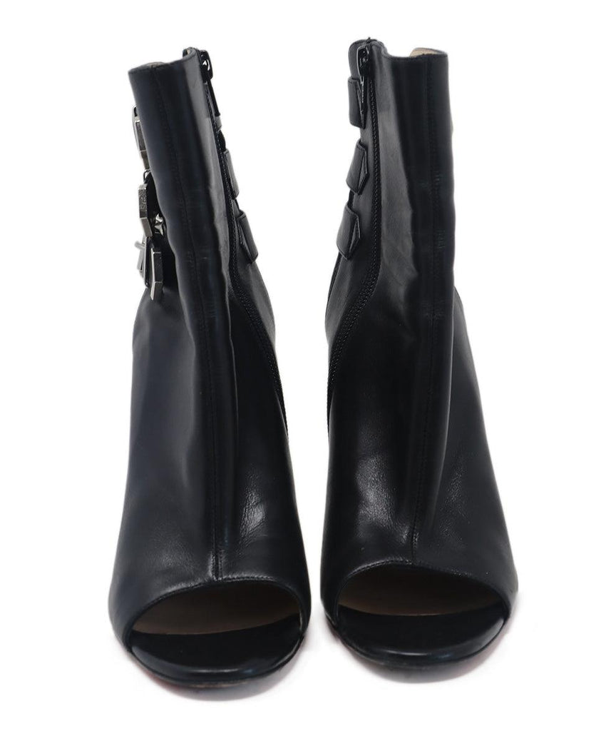 Christian Louboutin Black Leather Buckle Booties 3