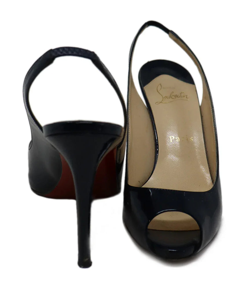 Christian Louboutin Navy Patent Leather Slingback Heels sz 7 l