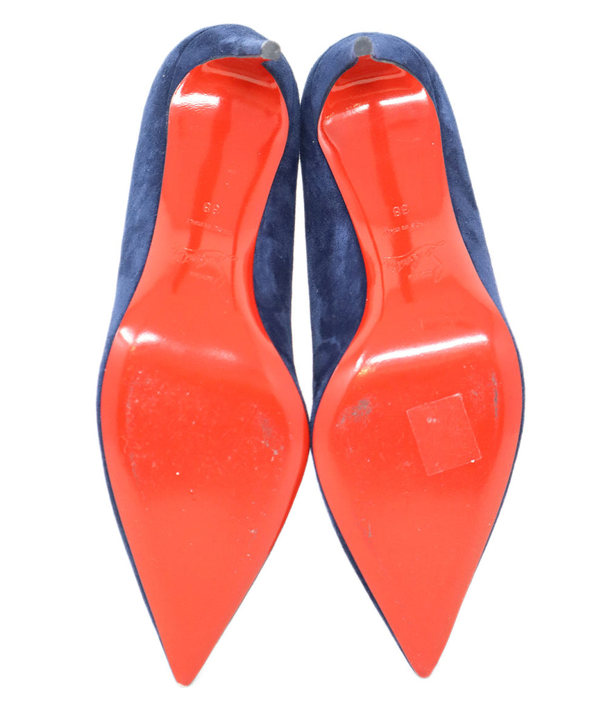 Christian Louboutin Blue Navy Suede Red Bottom Heels 4