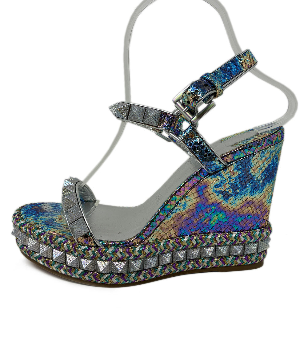 バ*ビ様 週末限定オークション☆セールChristian Louboutin 3 Christian Louboutin Metallic Silver Irridecent Purple Wedge Sz US